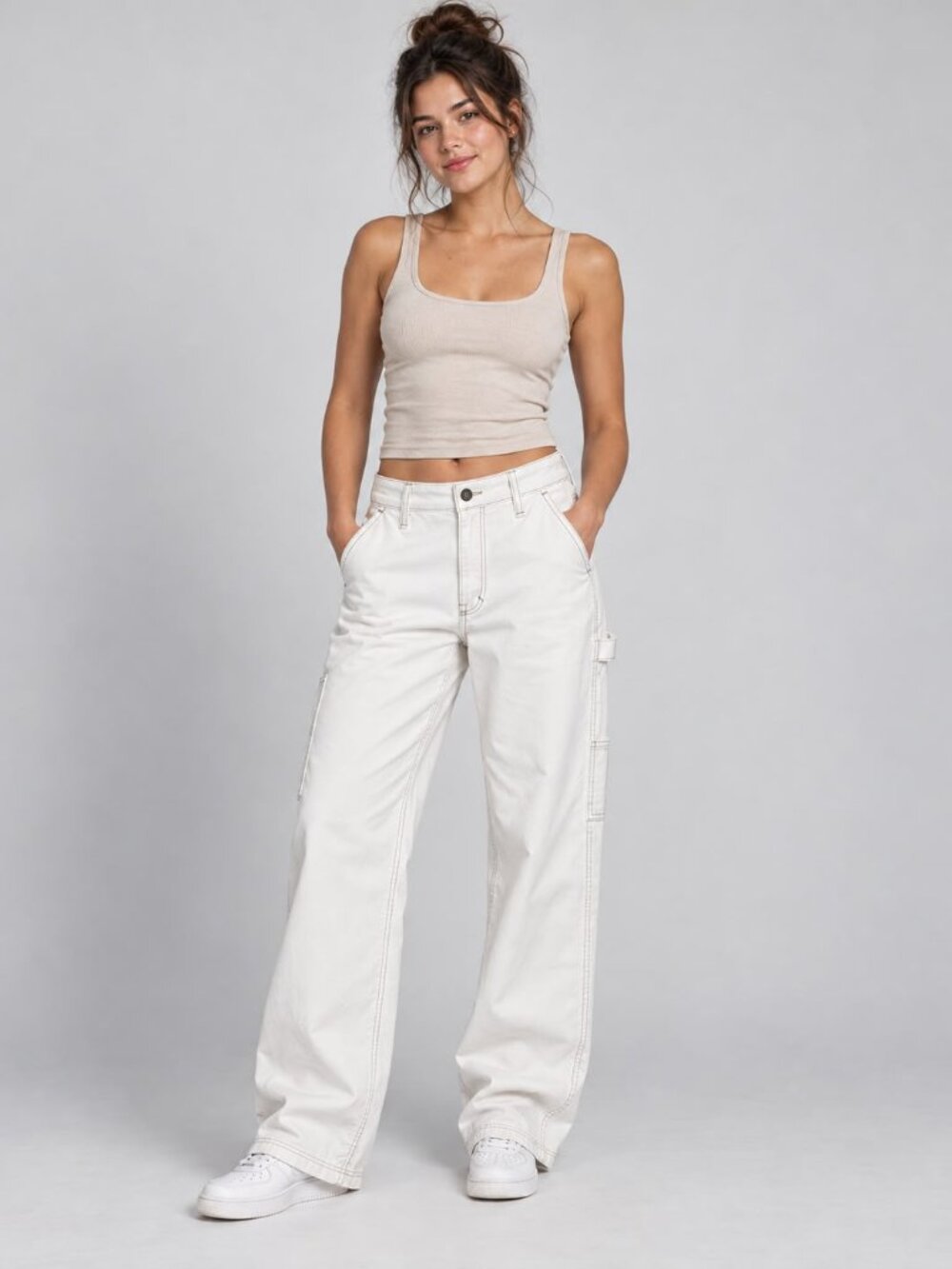 Hollister Ultra High-Rise Dad Pant Women’s W25R White Stretch NWT